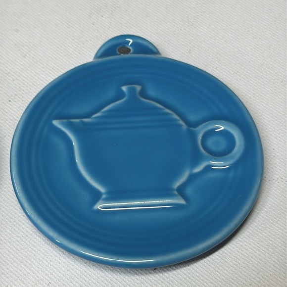 Fiesta Ware Peacock Embossed Teapot Ornament Made In USA - Picture 1 of 2